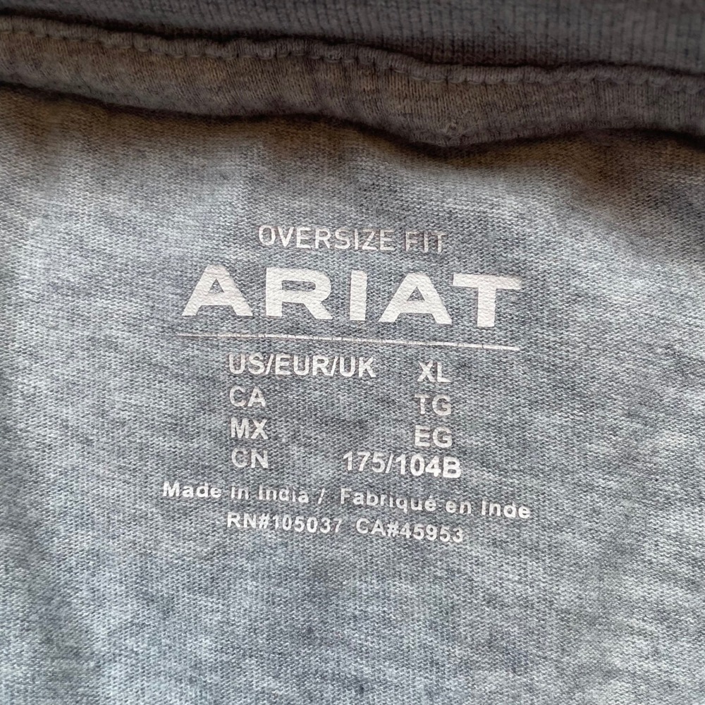 Ariat Mens XL Gray Long Sleeve Bison Graphic T-Shirt Oversize Fit Western Logo - Picture 3 of 10